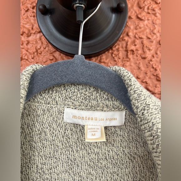 Monteau Los AngelesCardigan Open Front Blazer Style Marled Grey/Tan Size Medium - Picture 3 of 5